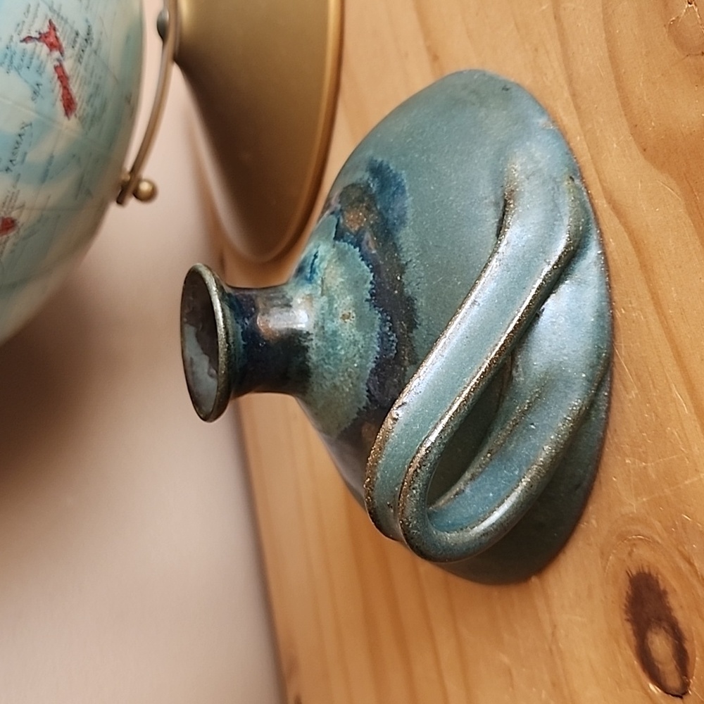 Handmade pottery candle stick with candle